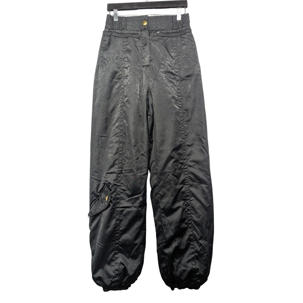 Vintage Skea Black Satin Insulated Ski Pants Made in USA Women Size 12 Retro